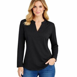 Chico's Black Top Size 2 (12) Long Sleeve *